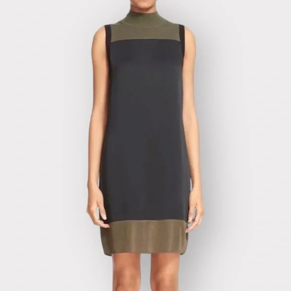 RAG & BONE Vivienne Color Block Mock Neck Dress Black & Green (Sz S) - Picture 1 of 9